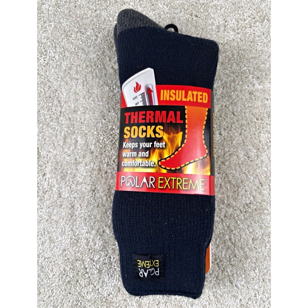Polar Extreme Men's Thermal Insulated Mid Calf Socks Navy Blue Size 10-13